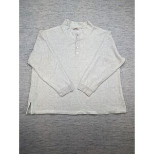 Soft Surroundings Pullover Top Mock Neck 3 Button Heathered Gray Textured 2X Pet